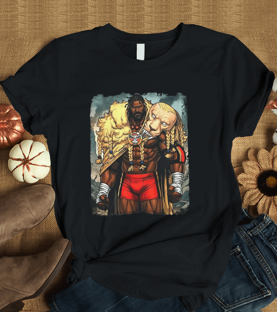 Oba Femi Lion's Strength WWE Red Shorts Fierce Warrior Costume T-Shirt