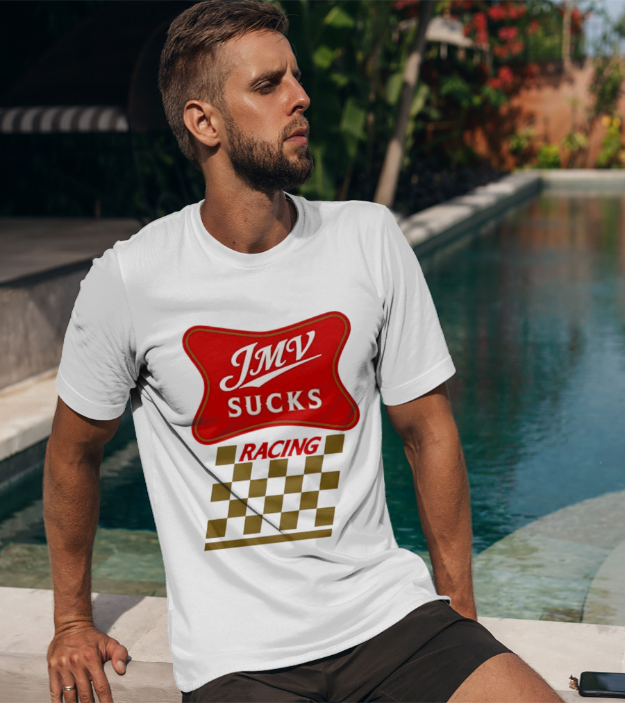 JMV Sucks Racing Checkered Flag Red And White T-Shirt