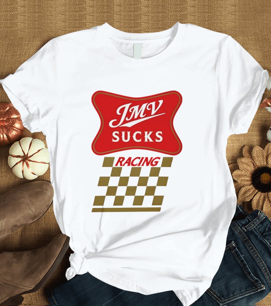 JMV Sucks Racing Checkered Flag Red And White T-Shirt
