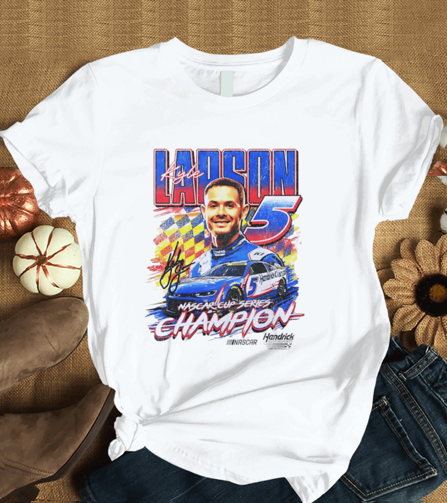 Kyle Larson NASCAR Cup Series Champion Number 5 Hendrick Motorsports Signature T-Shirt