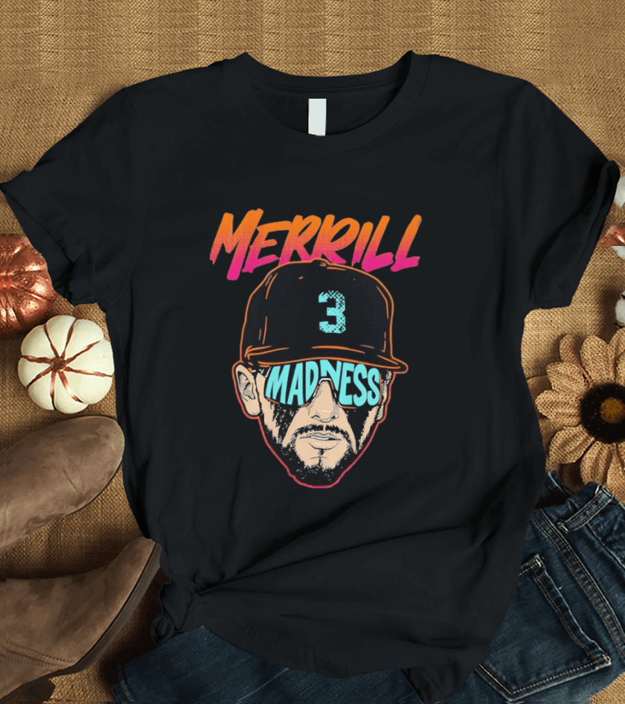 Merrill Madness San Diego Padres Jackson Merrill City Edition 3 Baseball T-Shirt