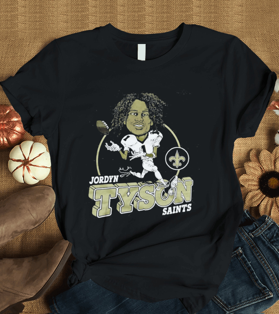 New Orleans Saints Jordyn Tyson Number 1 Caricature Fleur De Lis T-Shirt