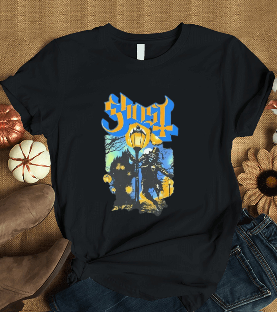 Ghost Lamplighter Night Scene With Lantern And Top Hat Figure T-Shirt