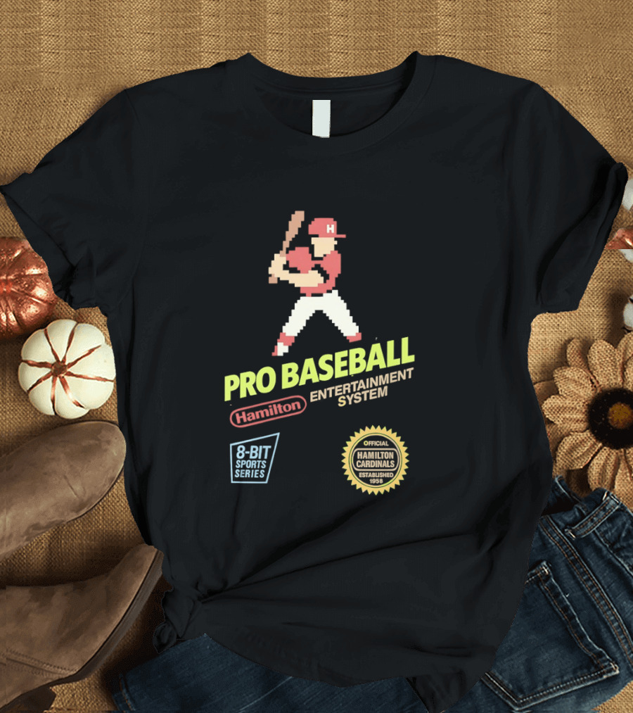Hamilton Cardinals 8 Bit Nintendo Licensed Pro Baseball Players T-Shirt
