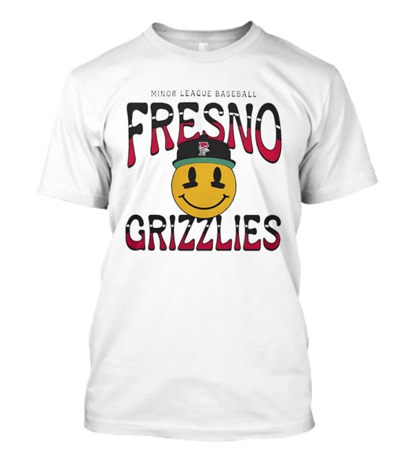 Fresno Grizzlies Minor League Baseball 70's Smiley Face Hat T-Shirt