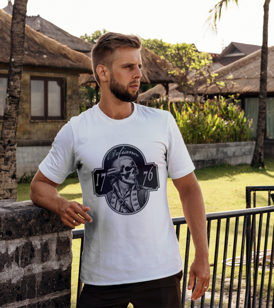 Defiance 1776 George Washington Skeleton Patriotic T-Shirt