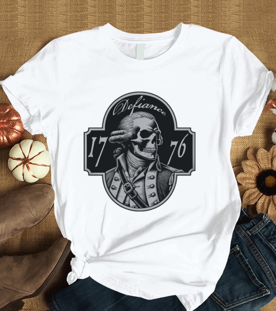 Defiance 1776 George Washington Skeleton Patriotic T-Shirt