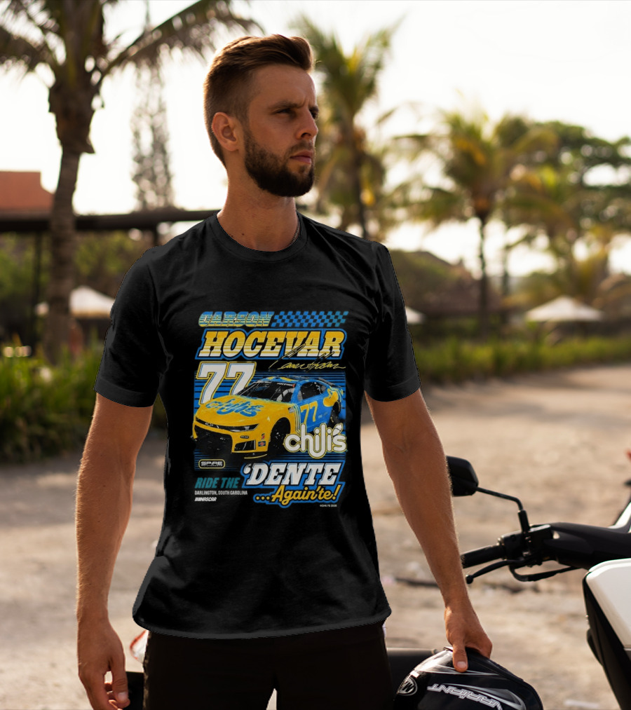 Carson Hocevar 77 Chili's Spire Motorsports Dente Again'te Darlington T-Shirt