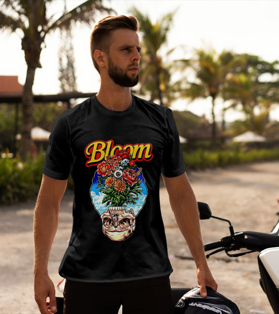 Bloom Skulls And Flowers Summer Classic Vibrant Floral Eyeball T-Shirt
