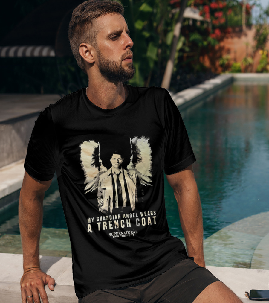 Castiel Guardian Angel Wears Trench Coat Supernatural Join The Hunt T-Shirt