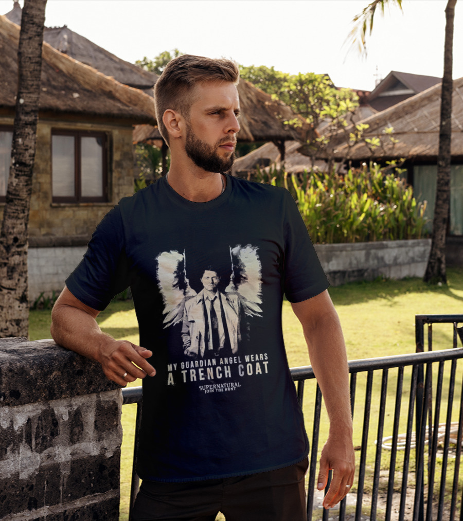 Castiel Guardian Angel Wears Trench Coat Supernatural Join The Hunt T-Shirt