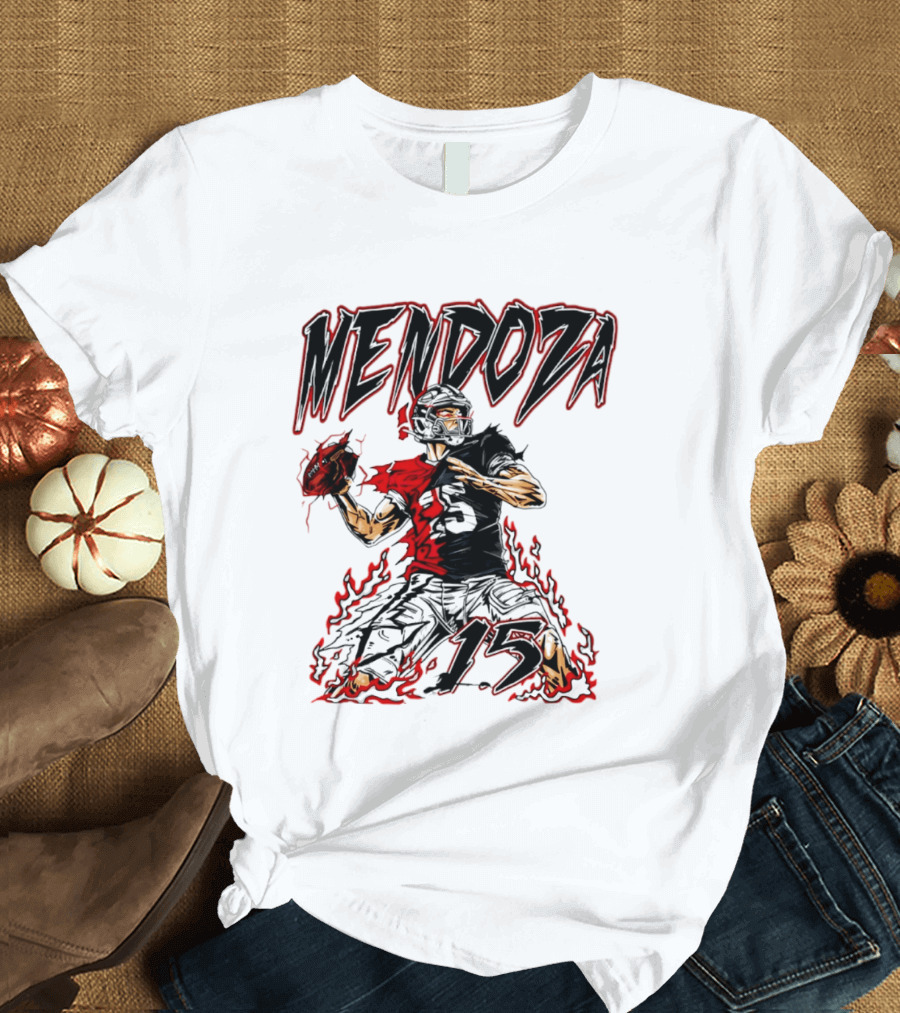 Fernando Mendoza Raiders 15 Hand Drawn Football Athlete T-Shirt