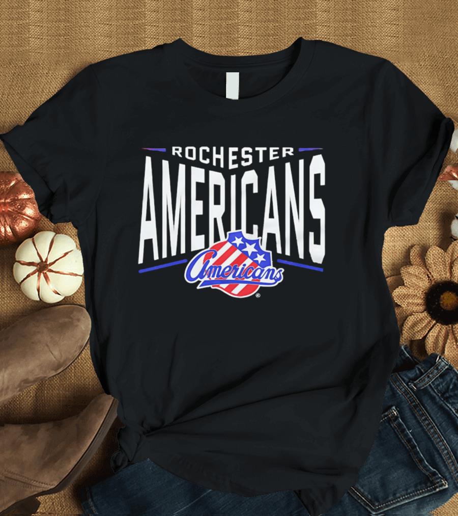 Rochester Americans Team Logo Stars Stripes NHL AHL T-Shirt