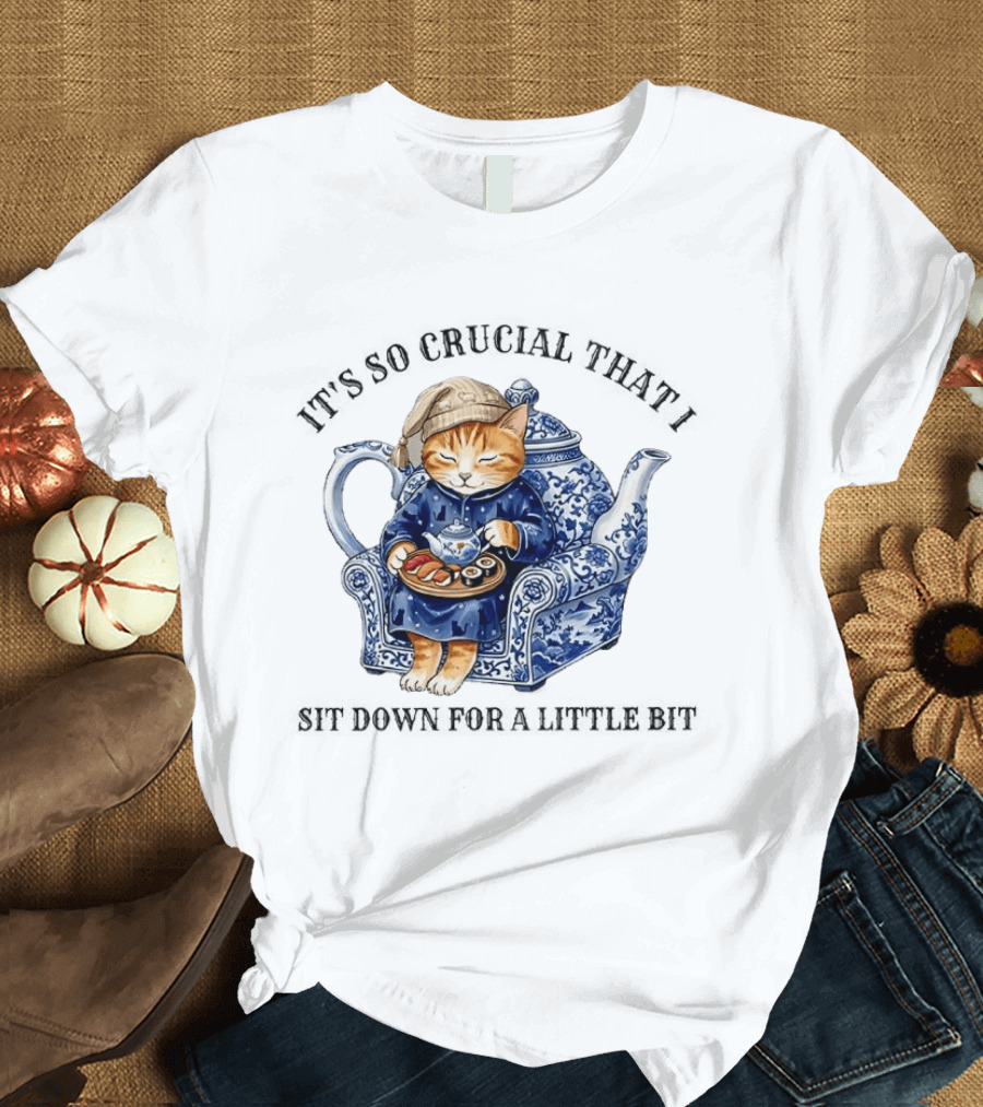 It's So Crucial That I Sit Down For A Little Bit Teapot Nap Cat T-Shirt