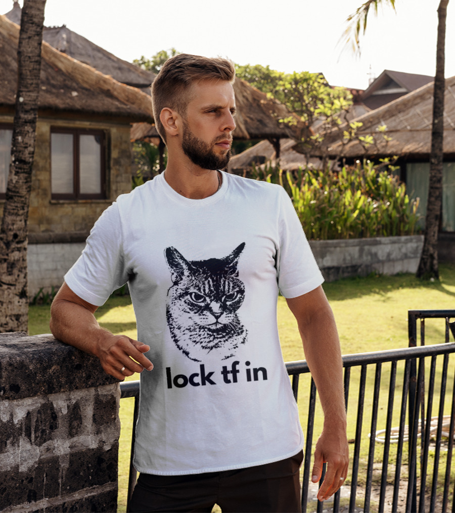 Serious Cat Lock Tf In Classical Japanese T-Shirt