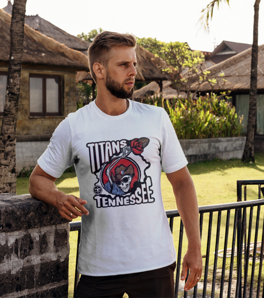 Tennessee Titans Grateful Dead Skeleton Rose Collaboration T-Shirt