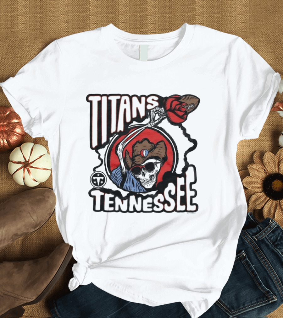 Tennessee Titans Grateful Dead Skeleton Rose Collaboration T-Shirt