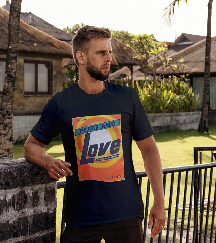 Peace And Love Makes The World Go Round Lava Land Retro Style 2.15 Oz T-Shirt