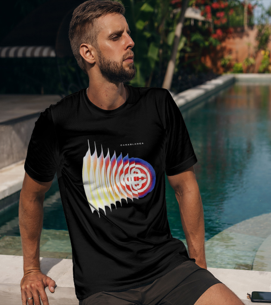 Casablanca Shockwave Optical Illusion Pattern With Red Blue Yellow Layers T-Shirt