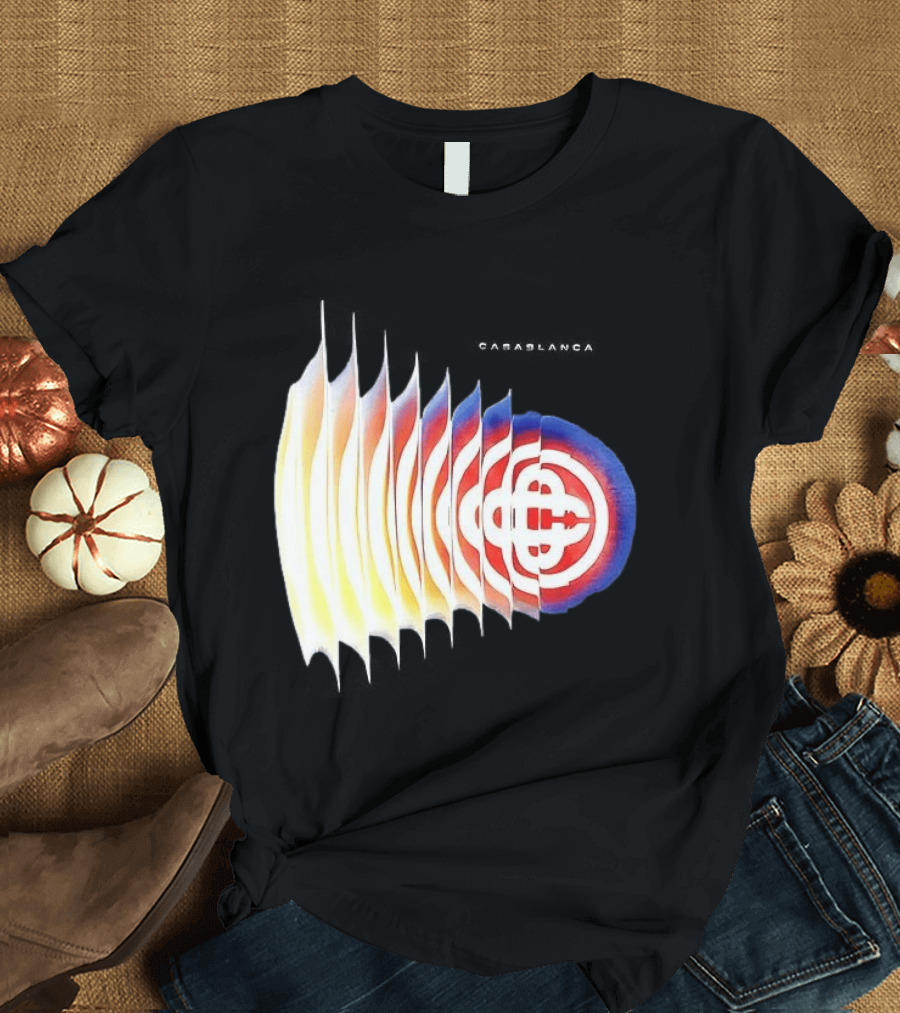 Casablanca Shockwave Optical Illusion Pattern With Red Blue Yellow Layers T-Shirt