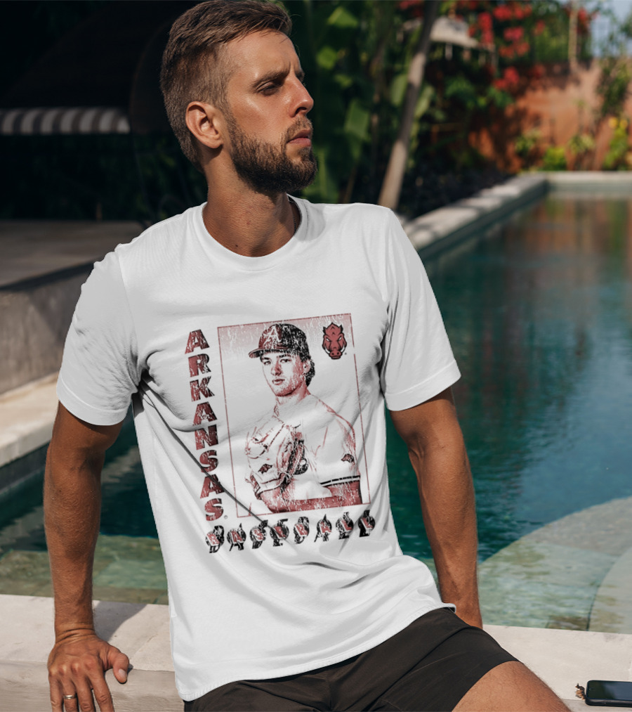 Arkansas Baseball Player With Razorback T-Shirt