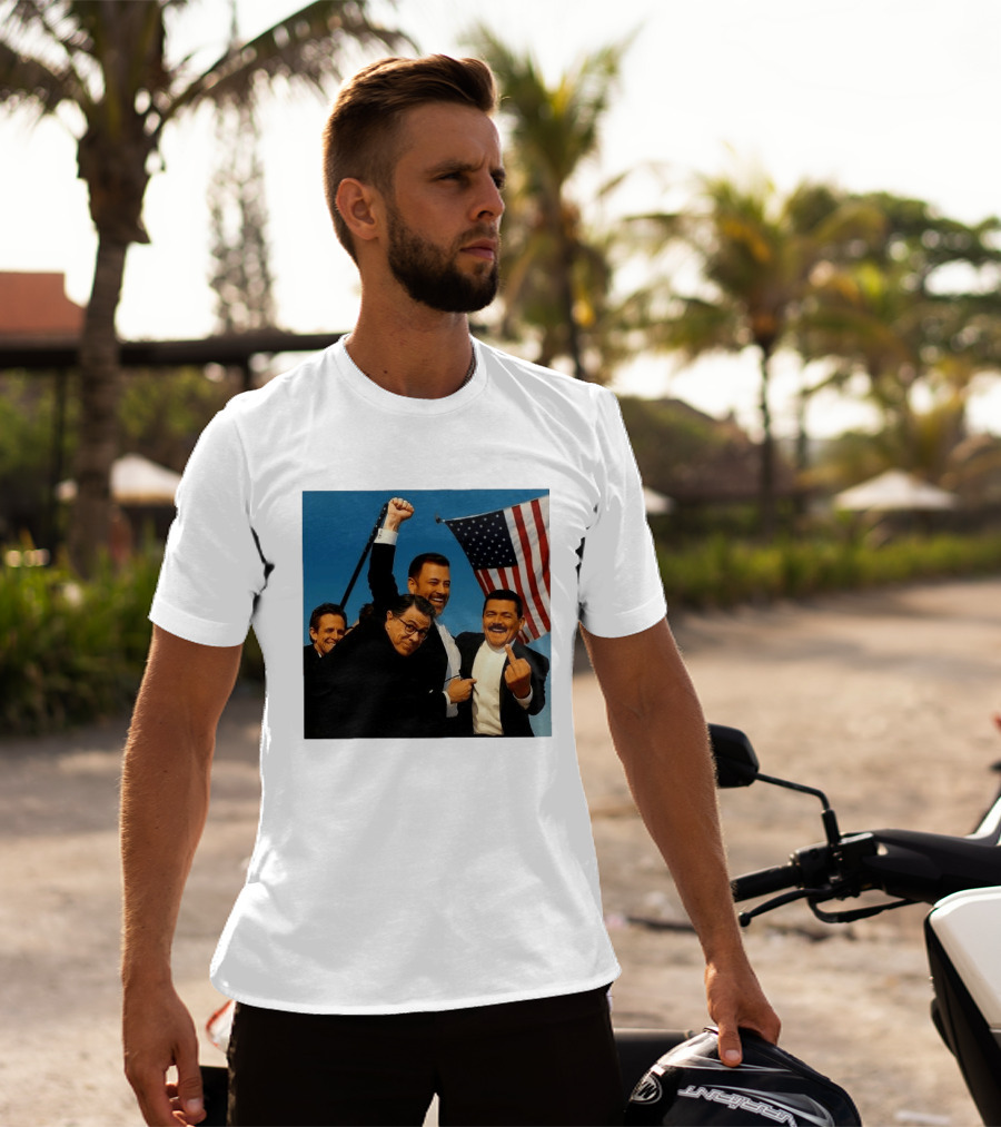 Jimmy Kimmel Stephen Colbert Seth Meyers American Flag Comedy Showdown T-Shirt