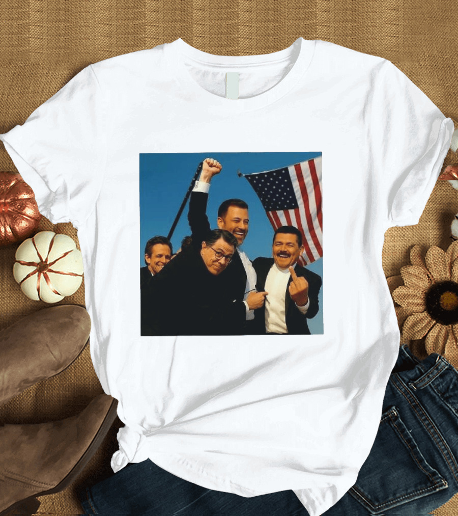 Jimmy Kimmel Stephen Colbert Seth Meyers American Flag Comedy Showdown T-Shirt