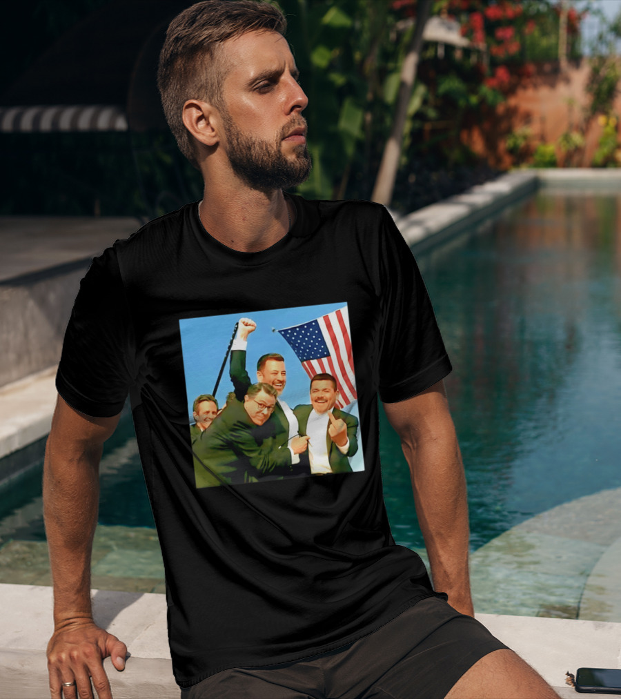 Jimmy Kimmel Meme American Flag Satire T-Shirt
