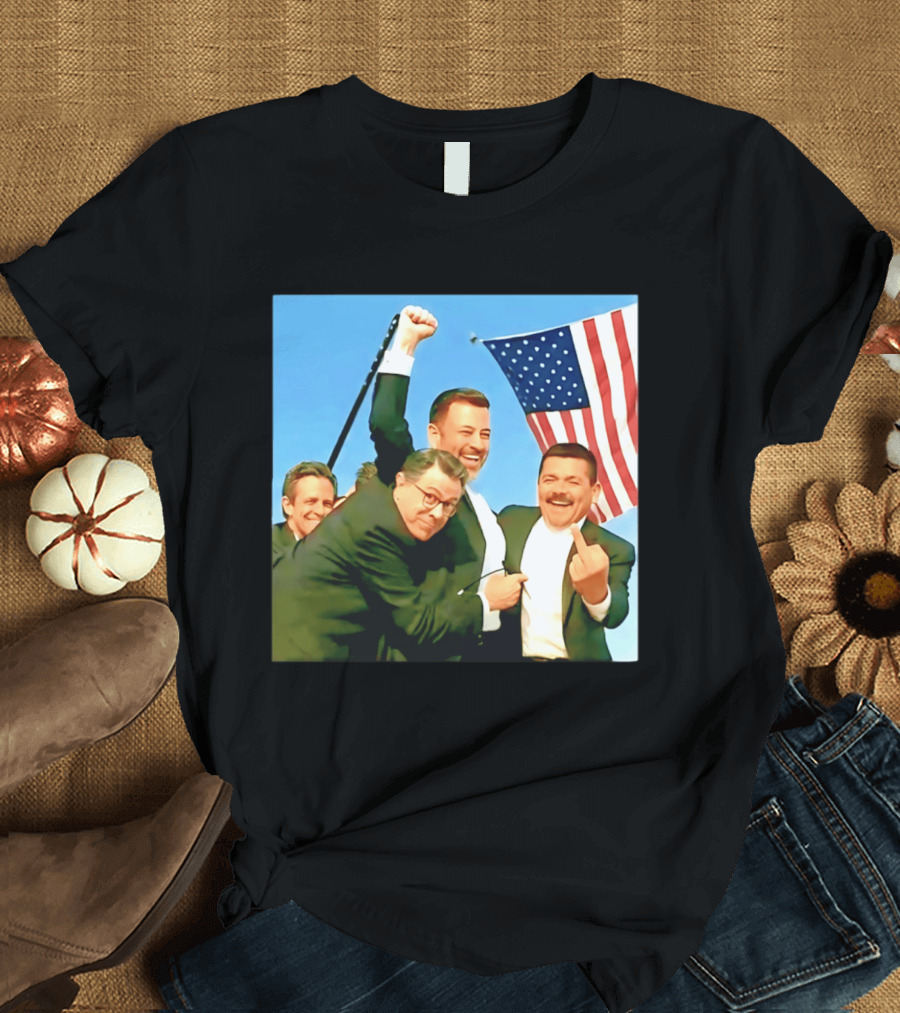 Jimmy Kimmel Meme American Flag Satire T-Shirt