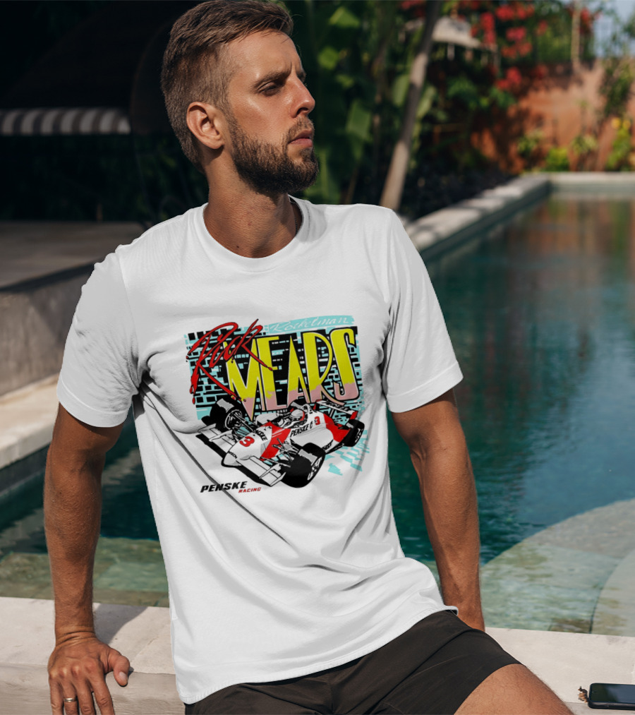 Rick Mears 90s Neon Penske Racing Car Number 3 And 5 T-Shirt