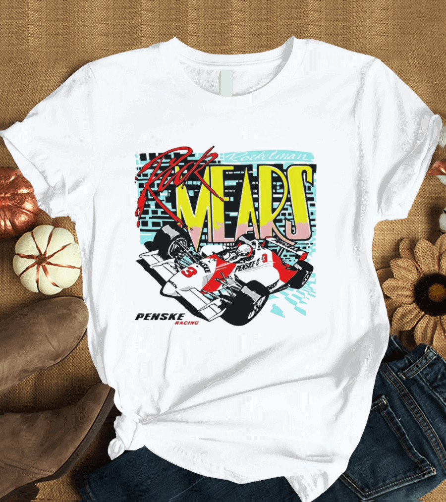 Rick Mears 90s Neon Penske Racing Car Number 3 And 5 T-Shirt