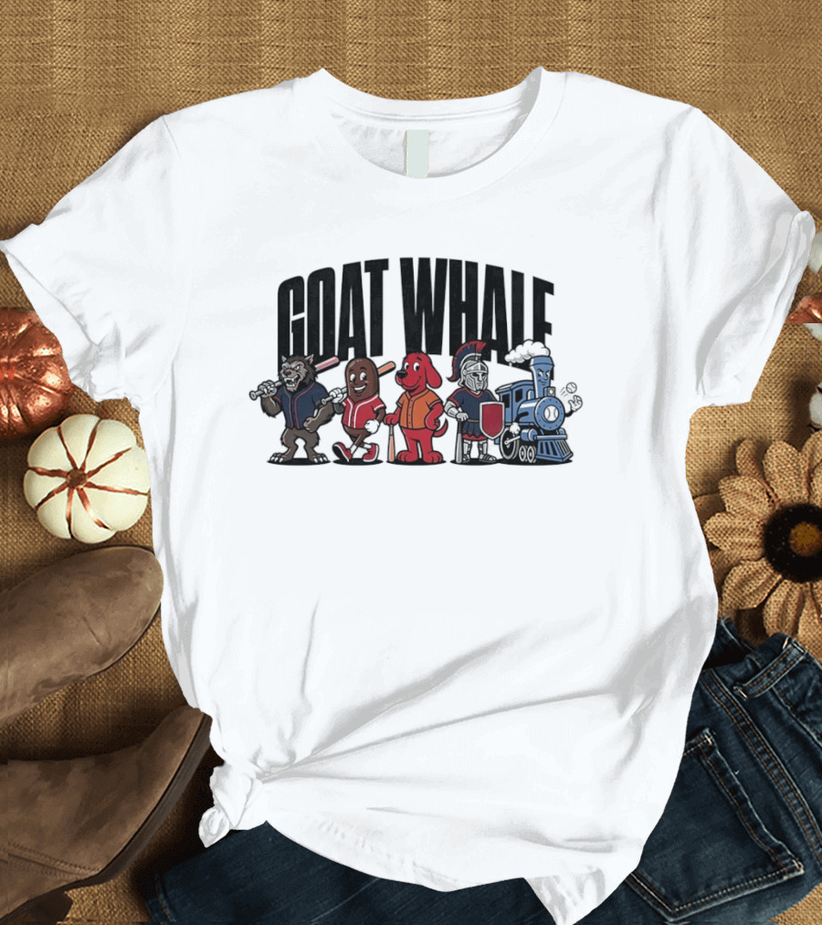 GOAT WHALE Cartoon Characters Baseball Wolf Sausage Dog Roman Train T-Shirt
