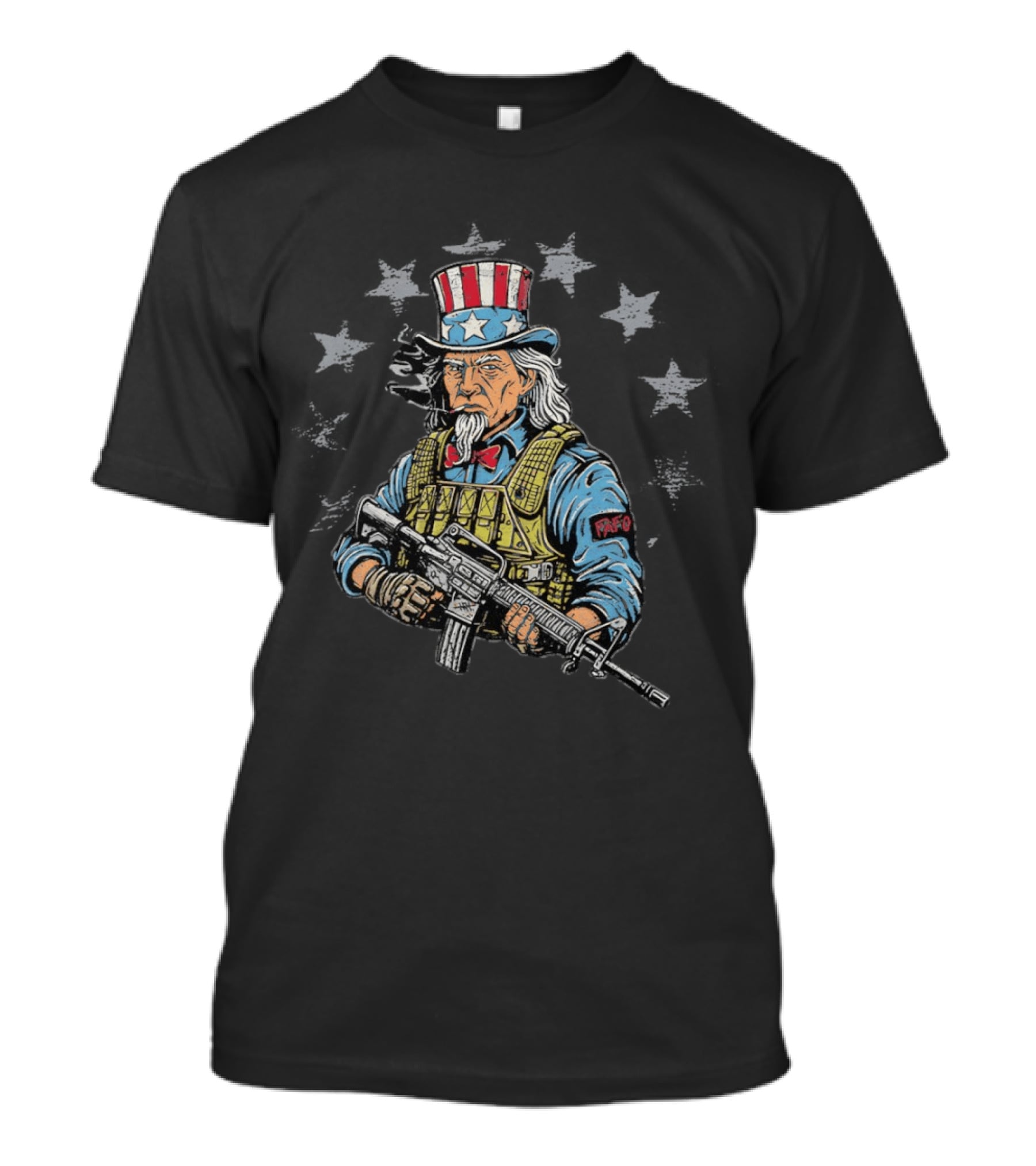 Uncle Sam 250th Soldier Patriotic Tactical Tribute PAFO Stars T-Shirt