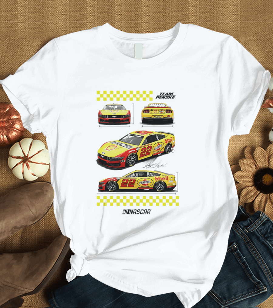 Joey Logano Pennzoil Shell 22 Ford Mustang NASCAR Team Penske Racing T-Shirt