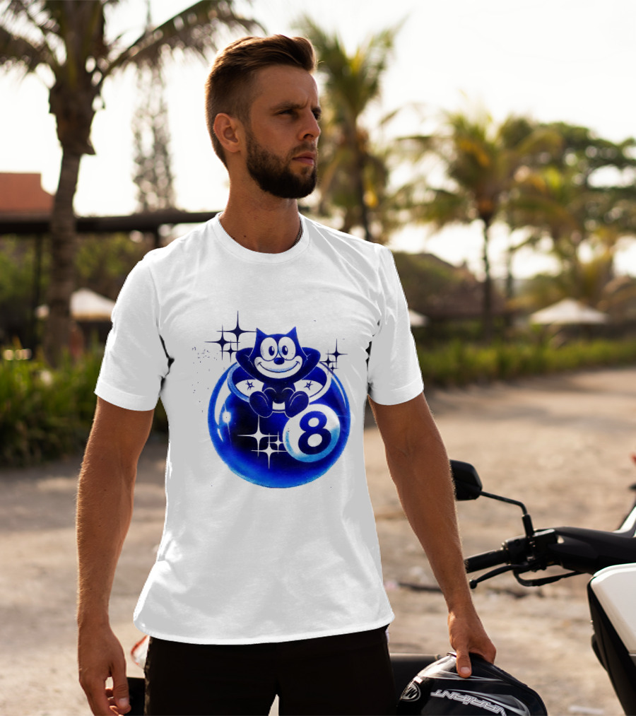 Felix The Cat Vintage Classic Figure Eight Ball Stars T-Shirt