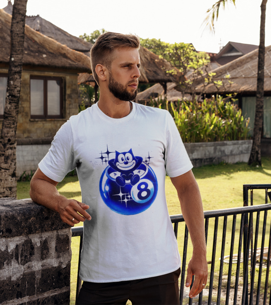 Felix The Cat Vintage Classic Figure Eight Ball Stars T-Shirt
