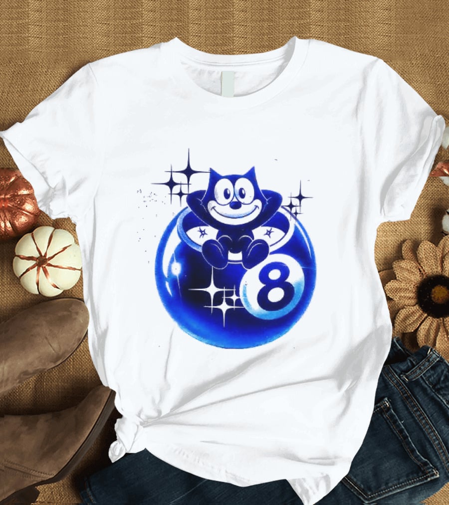 Felix The Cat Vintage Classic Figure Eight Ball Stars T-Shirt