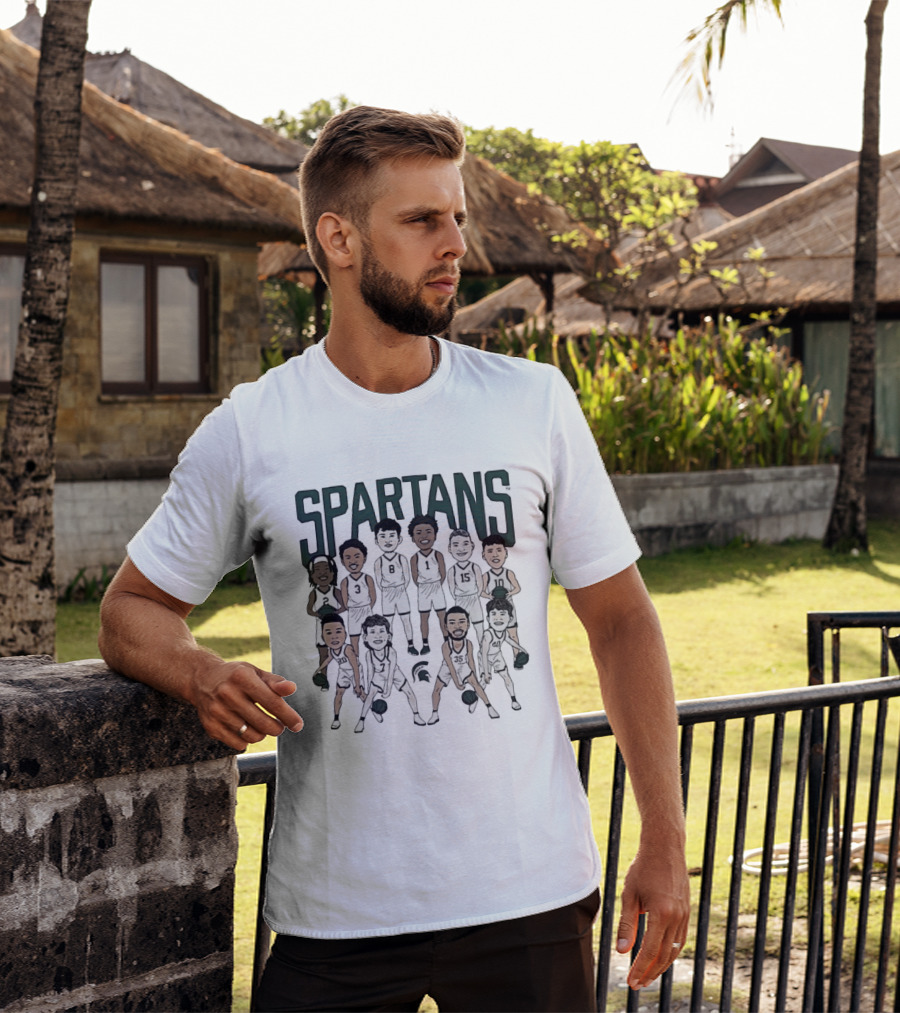 Michigan State Spartans Mens Basketball Team Caricature Players 3 8 1 15 10 35 T-Shirt