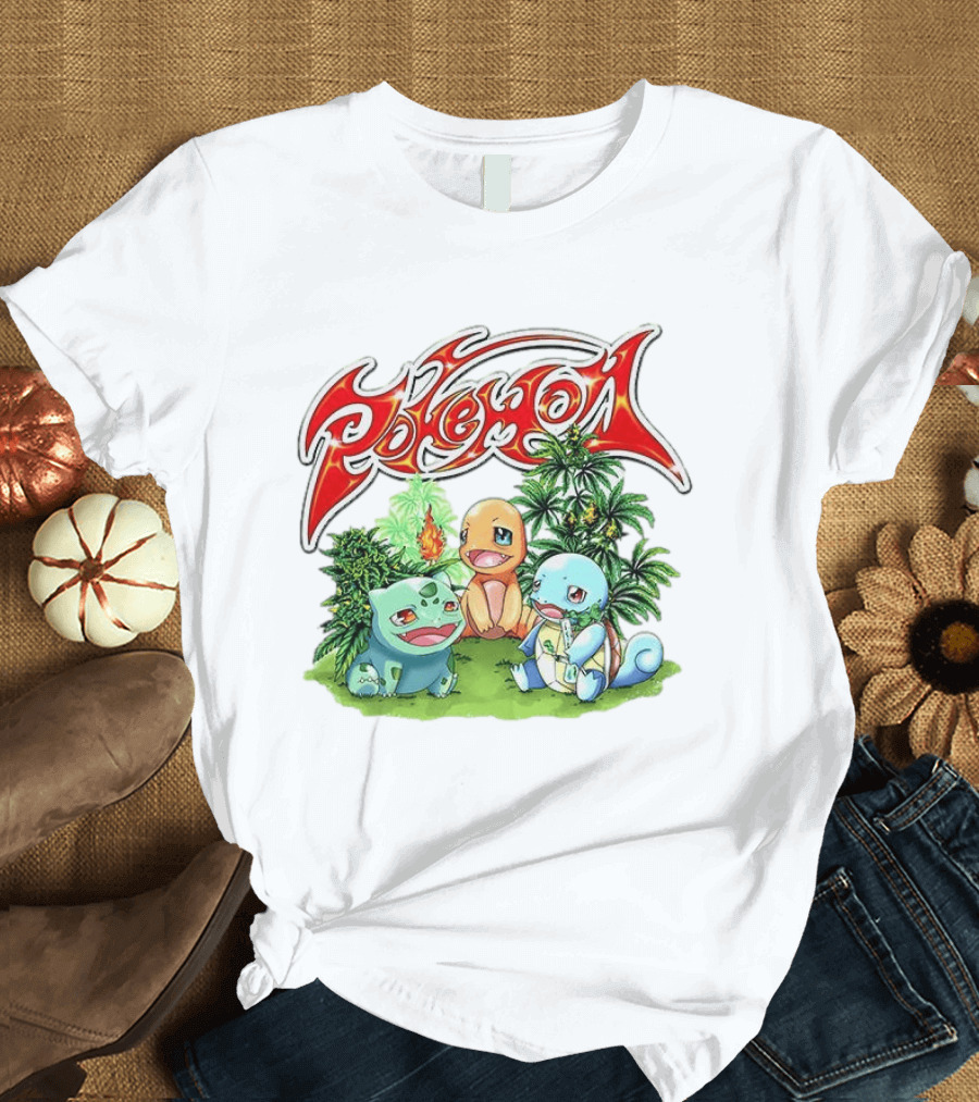 Pokémon Bulbasaur Charmander Squirtle Cannabis T-Shirt