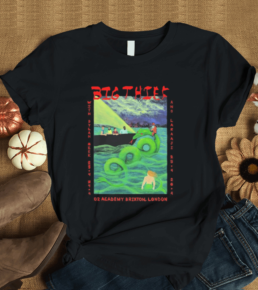 Big Thief Apr 23 2026 London Tour With Sea Serpent And Boat Scene T-Shirt