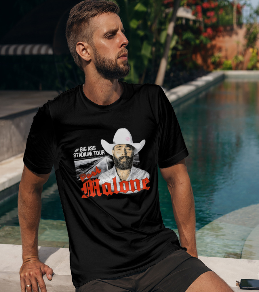 Post Malone Big Ass Stadium Tour Cowboy Hat Tattoo T-Shirt