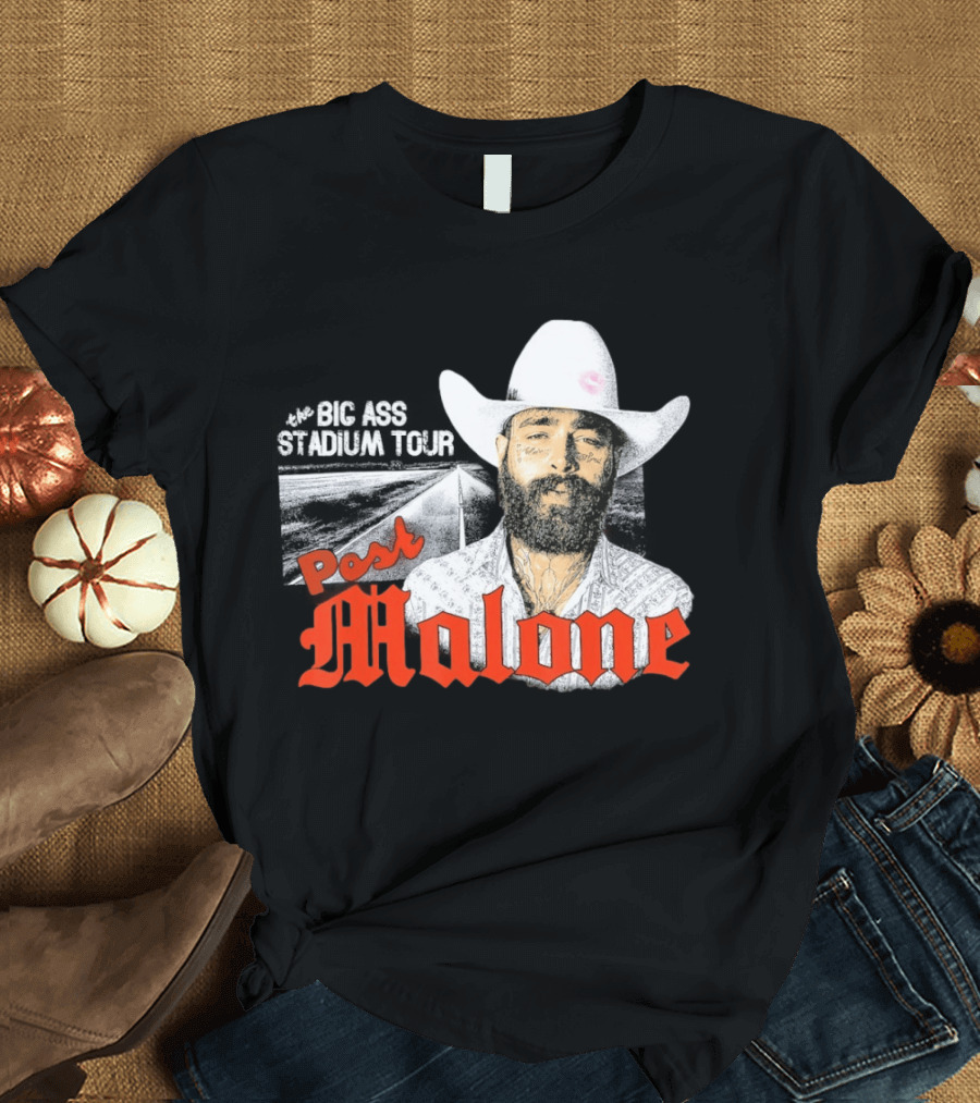 Post Malone Big Ass Stadium Tour Cowboy Hat Tattoo T-Shirt