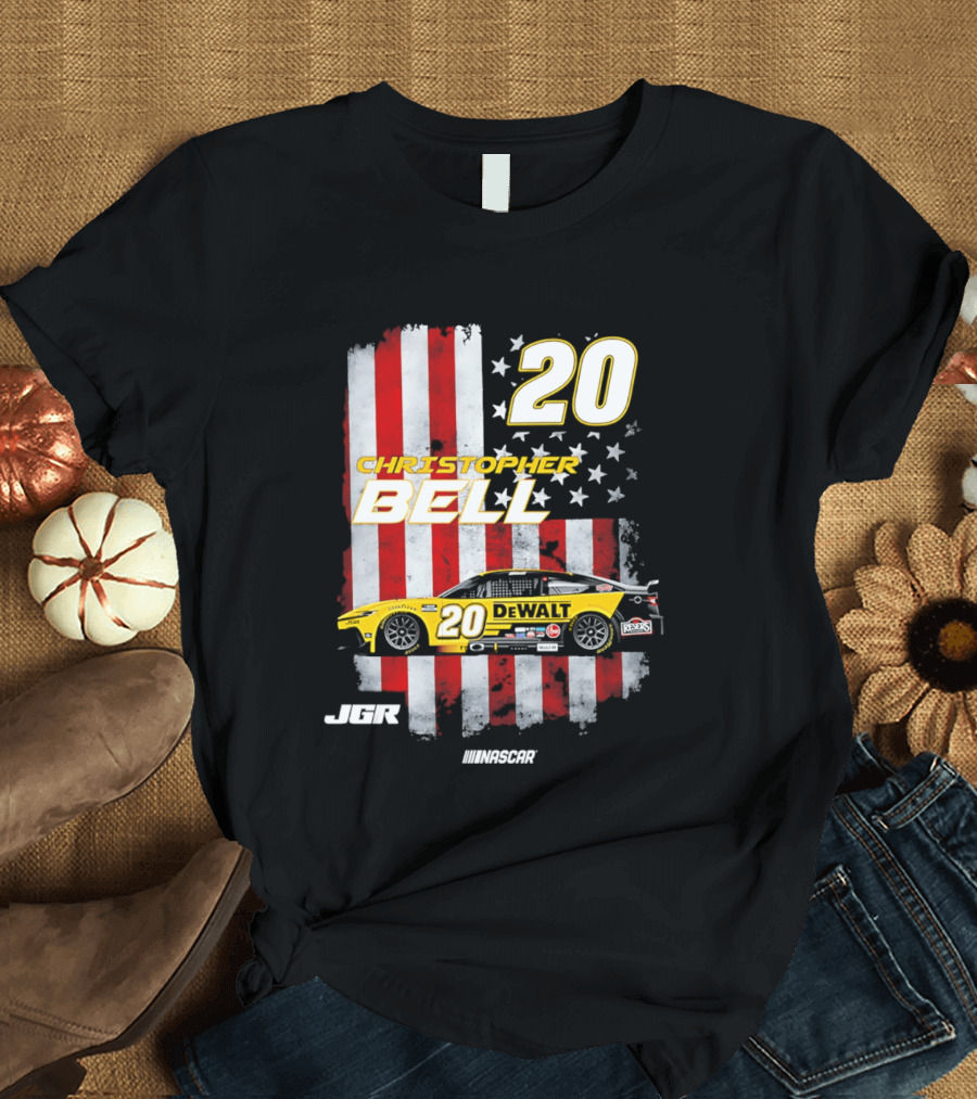 Christopher Bell 20 NASCAR DeWalt JGR Stars Stripes Racing T-Shirt