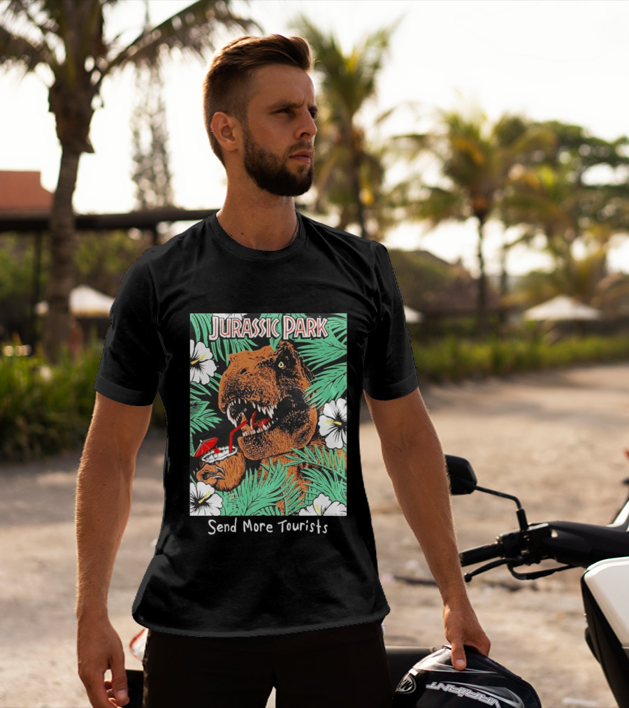Jurassic Park Send More Tourists Rex Tropical Drink Scene T-Shirt