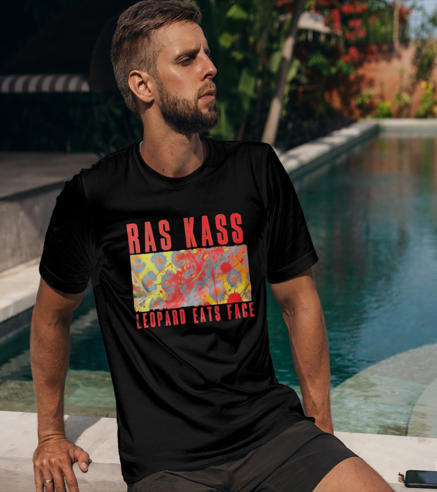 Ras Kass Leopard Eats Face Abstract Art With Blood Splatter And Animal Print T-Shirt