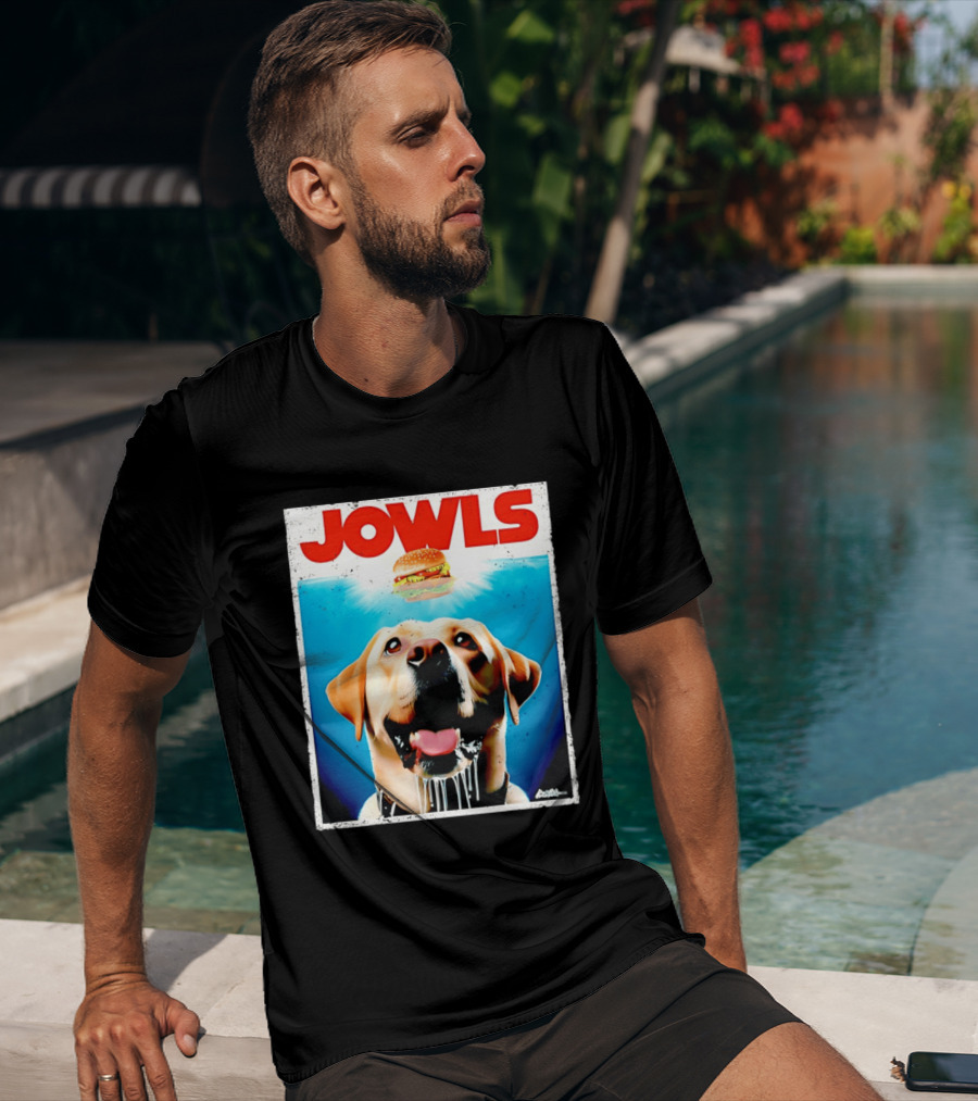 Jowls Labrador Dog Looking At Hamburger T-Shirt