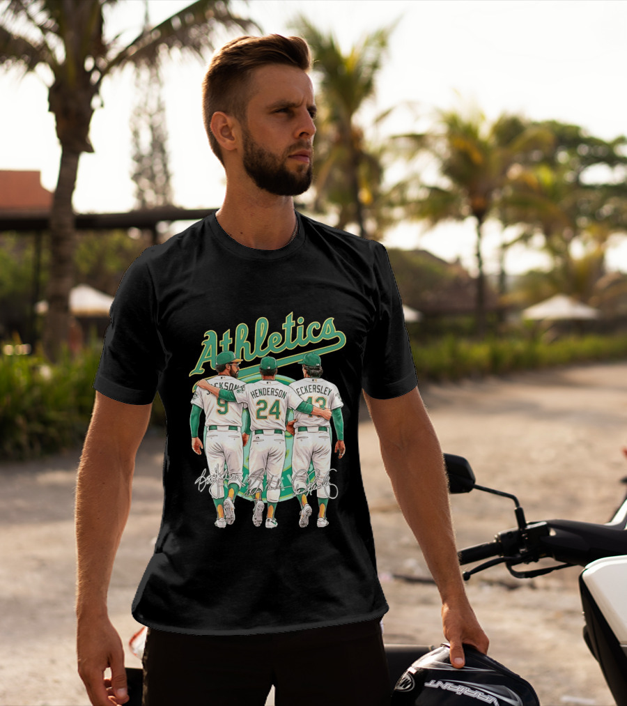 Rickey Henderson Reggie Jackson Dennis Eckersley Oakland Athletics Legends T-Shirt