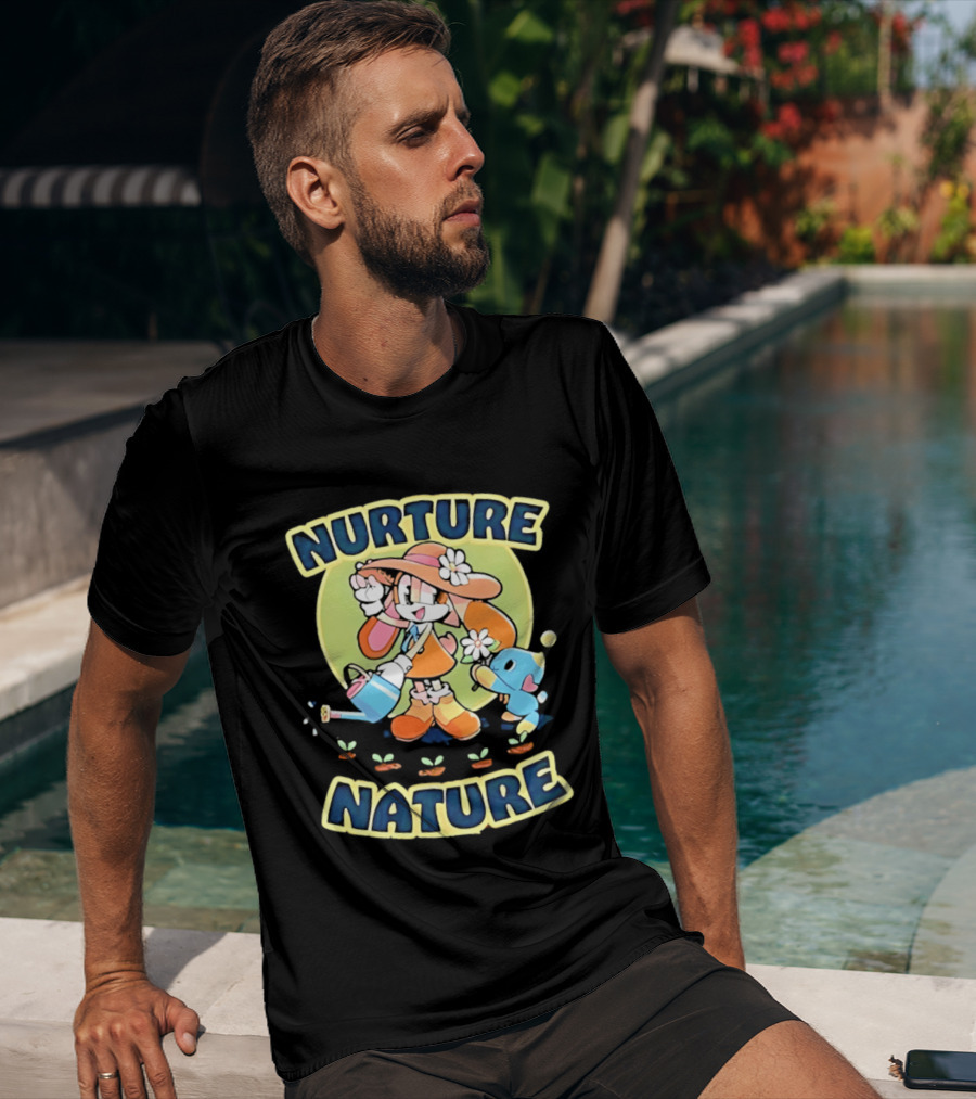 Nurture Nature Hedgehog Chao Earth Day Gardening T-Shirt