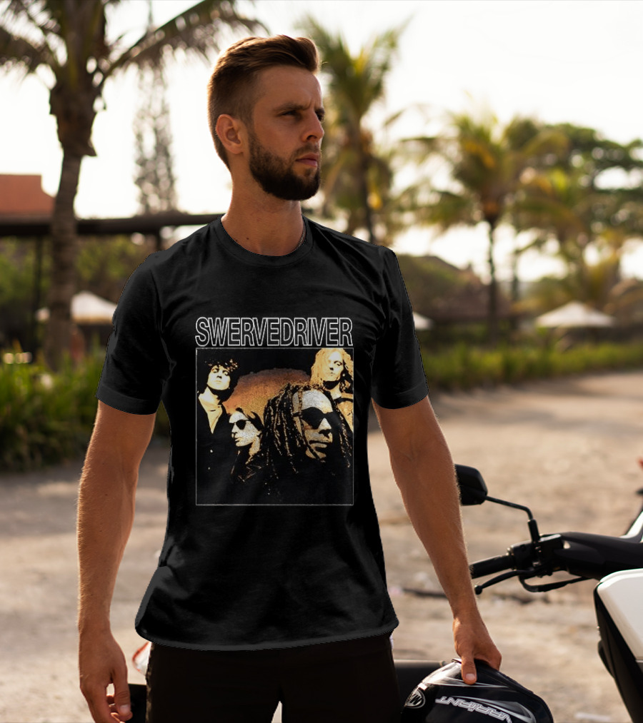 Swervedriver Band Portrait Album Cover Guns T-Shirt