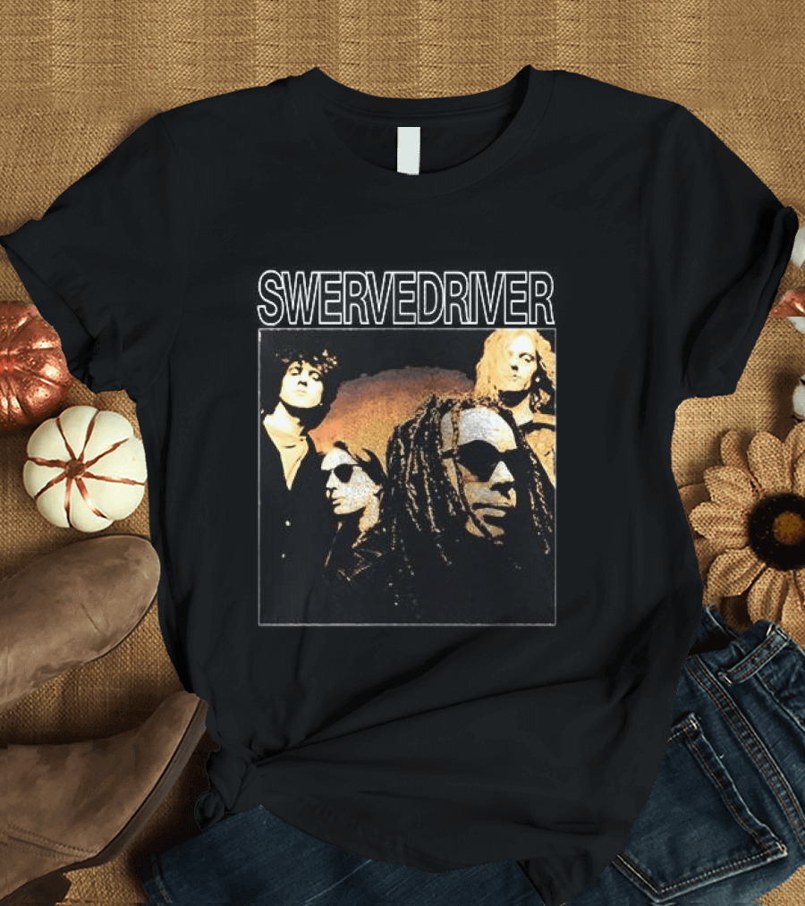 Swervedriver Band Portrait Album Cover Guns T-Shirt